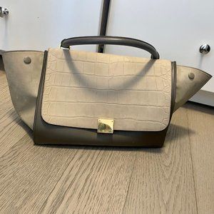 Celine Medium Trapeze Bag (Gray Croc Embossed)